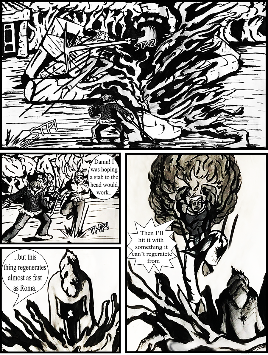 The golem quickly regenerates from the damage sustained, but the party does not give up.