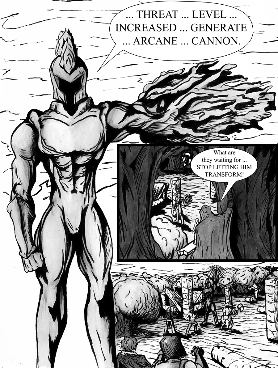 The Golem transforms his body into a new weapon as he reevaluates the parties strength.