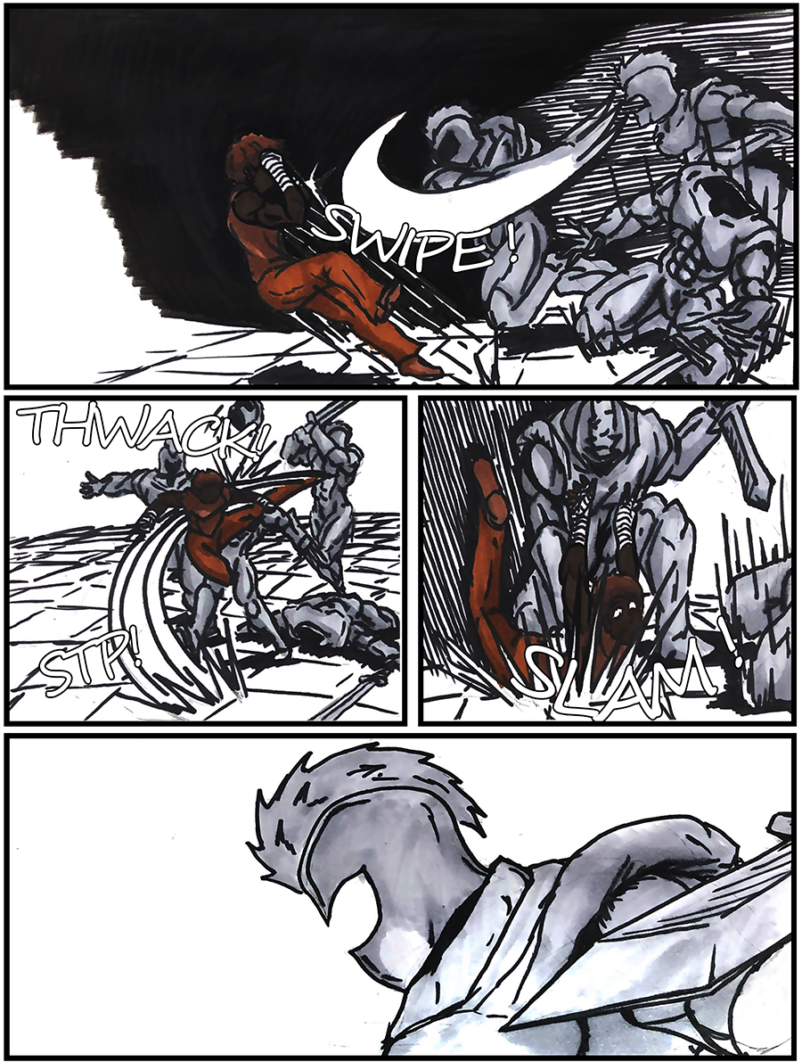 Number 30 fights off 3 additional golumns.