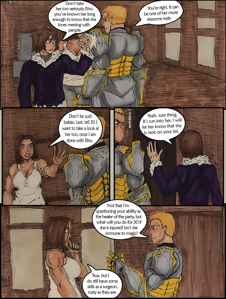 Lest meets up with the rest of the party to have a meal.