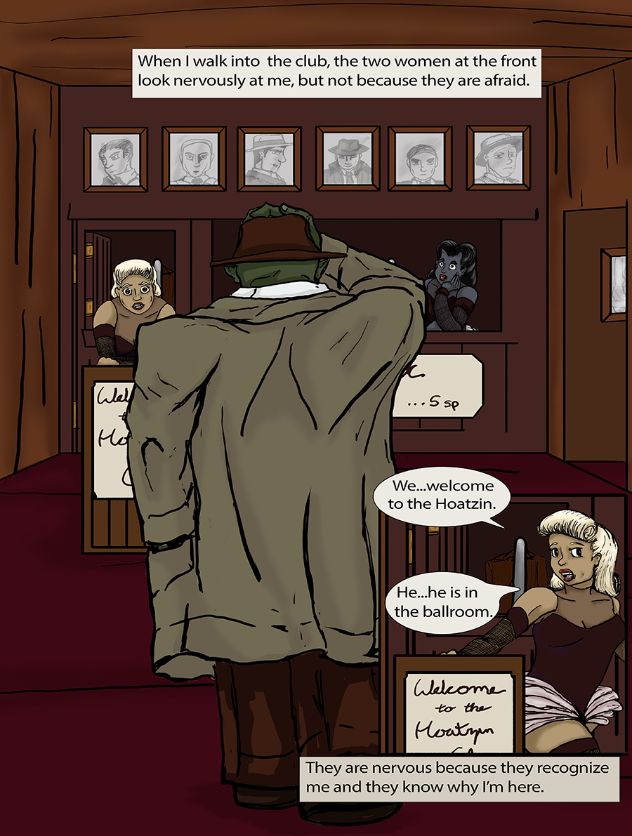 Orc walks into the Hoatzin club with two women behind the counter. A Human and a Teifling