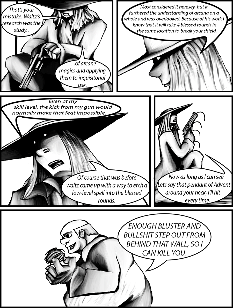 Arkland reloads his weapon and assures the Imposter of his victory.