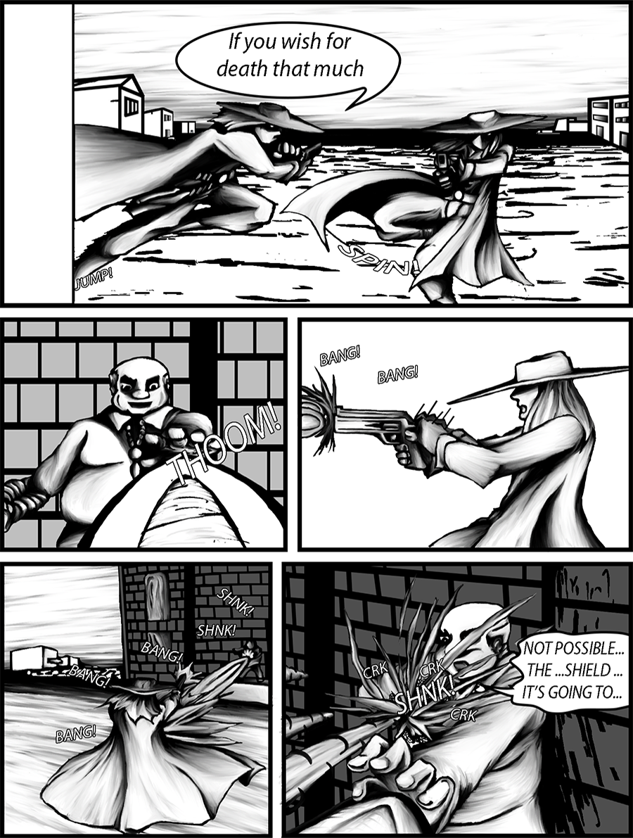 Arkland moves from hiding and fires his revolver with absolute accuracy.