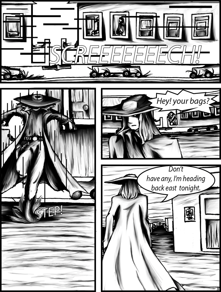 Arkland departs the train and heads to the center of town