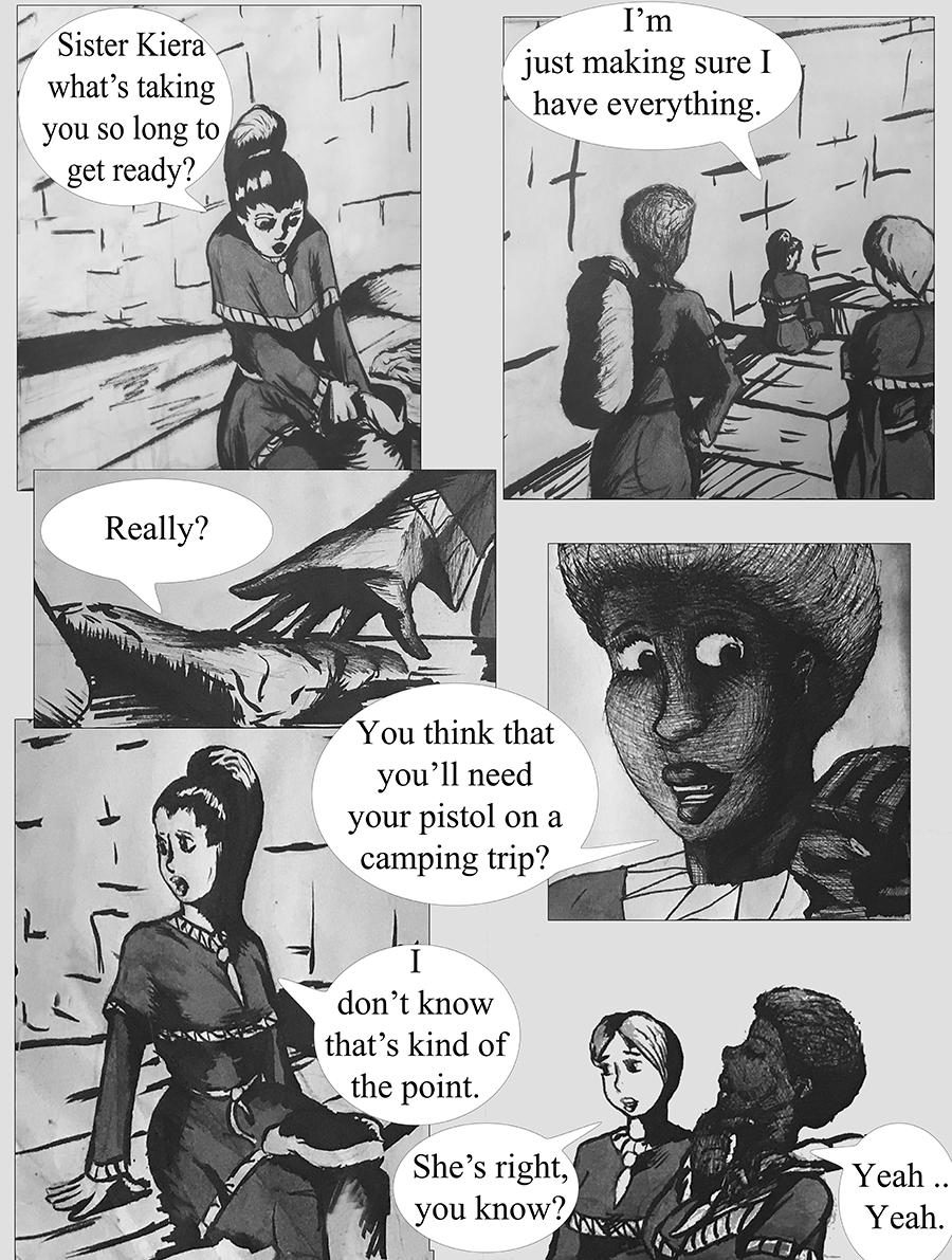 Kiera and the other Curates in training prepare for a camping trip.