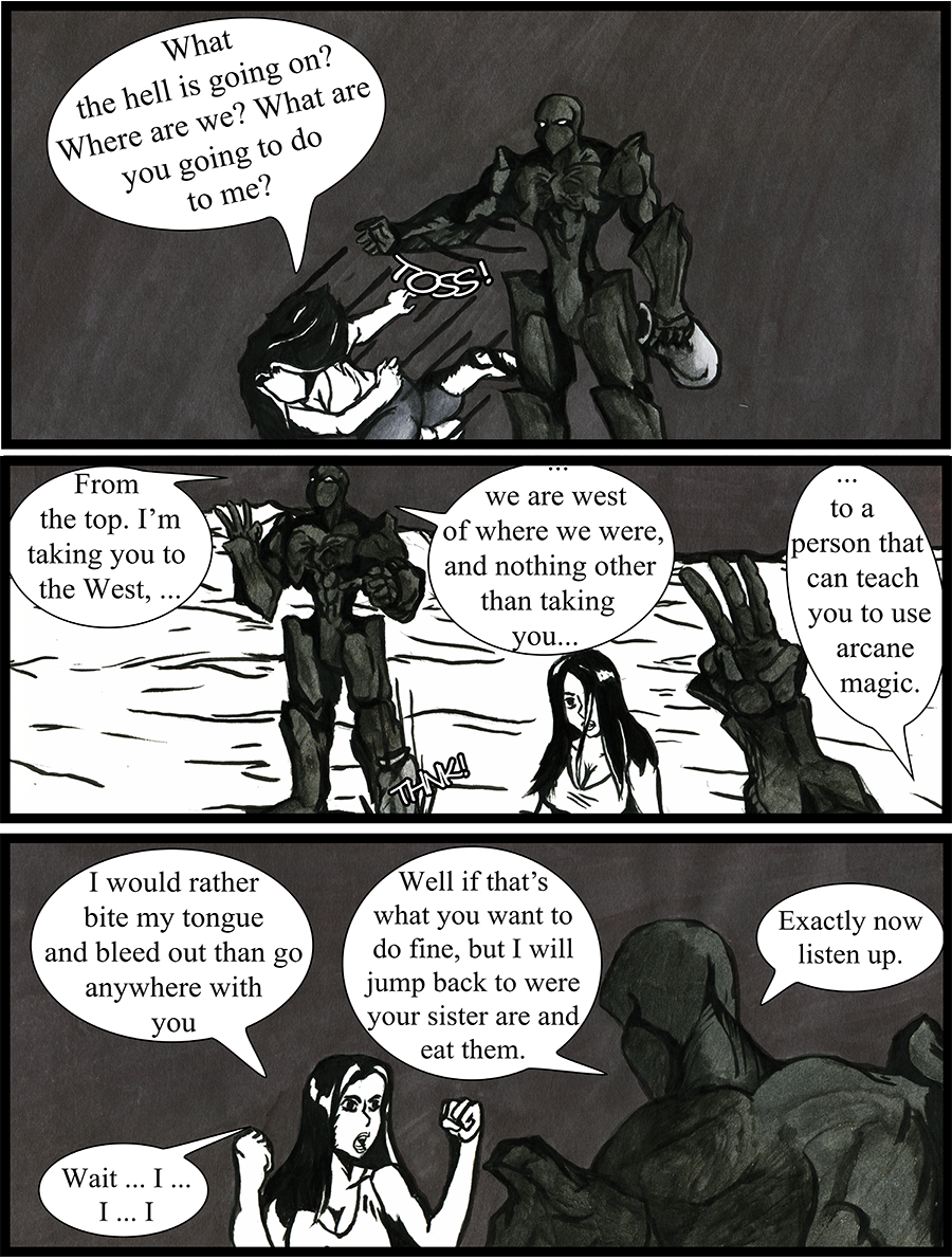 Morlock tosses Kiera to the ground.