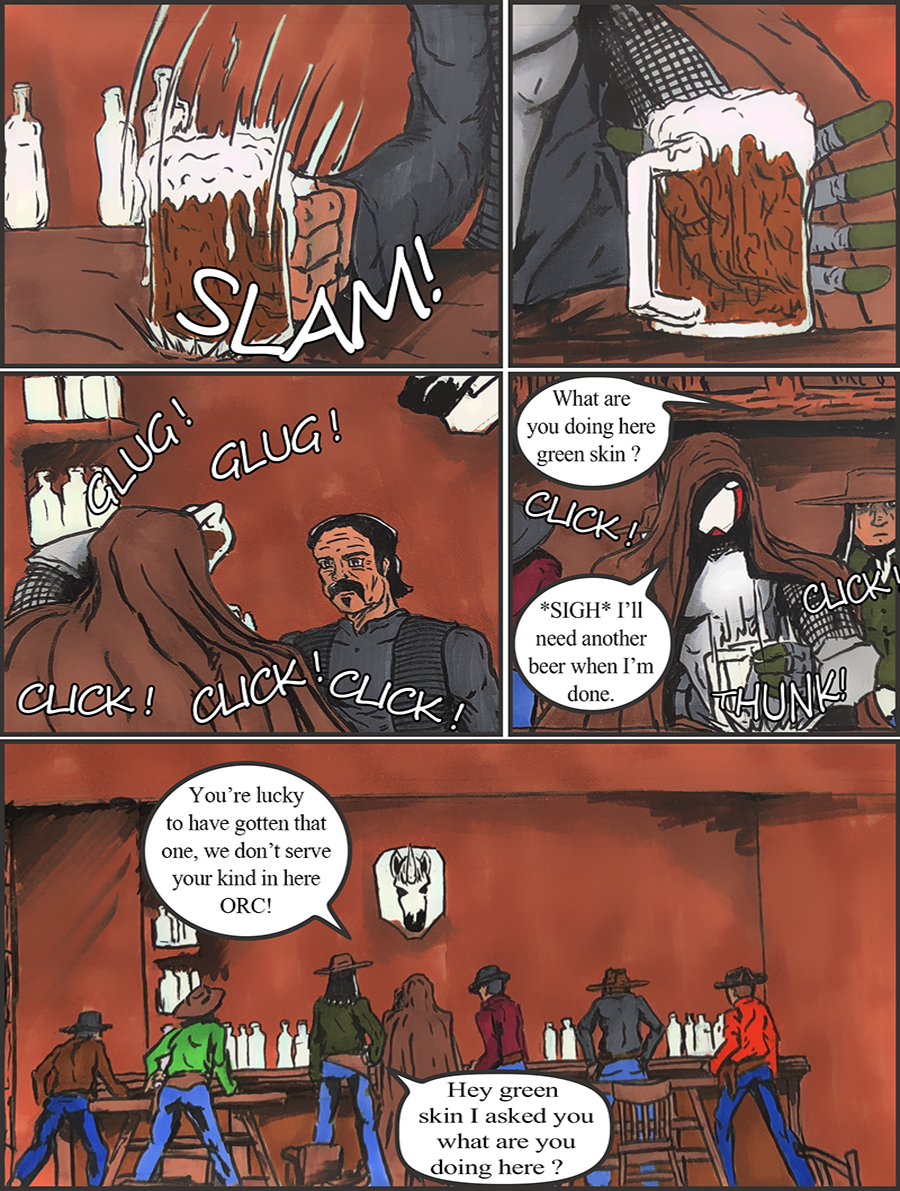 The figure drinks the beer, but in doing so exposes his skin.