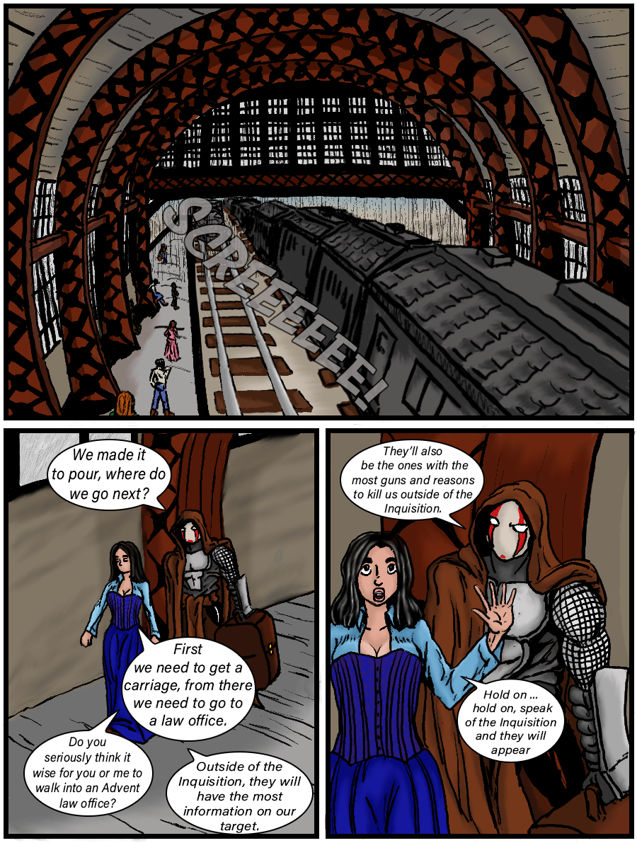 The train carrying Kiera and Leon arrives in the Advetien City Pour.